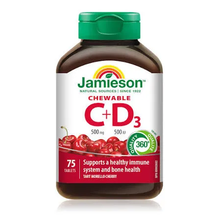 JAMIESON CHEWABLE C+D3 500MG/500 IU (75)