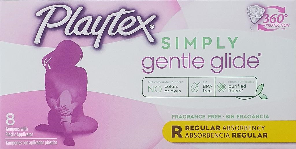 Playtex Simply Gentle Glide Regular Unscented Tampons 8's